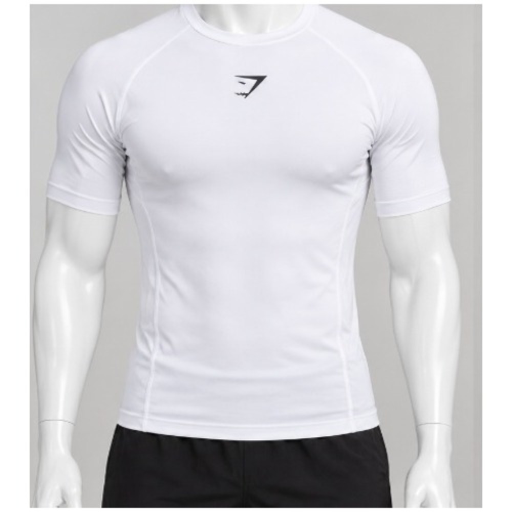 Gymshark Men's White Element Baselayer Compression T-Shirt Size L NWOT